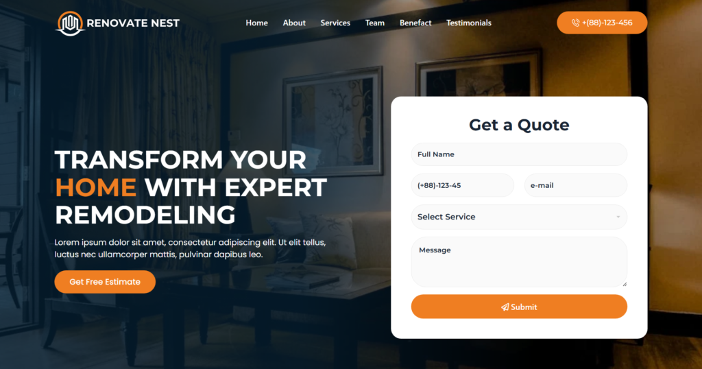 Home Remodeling Landing Page