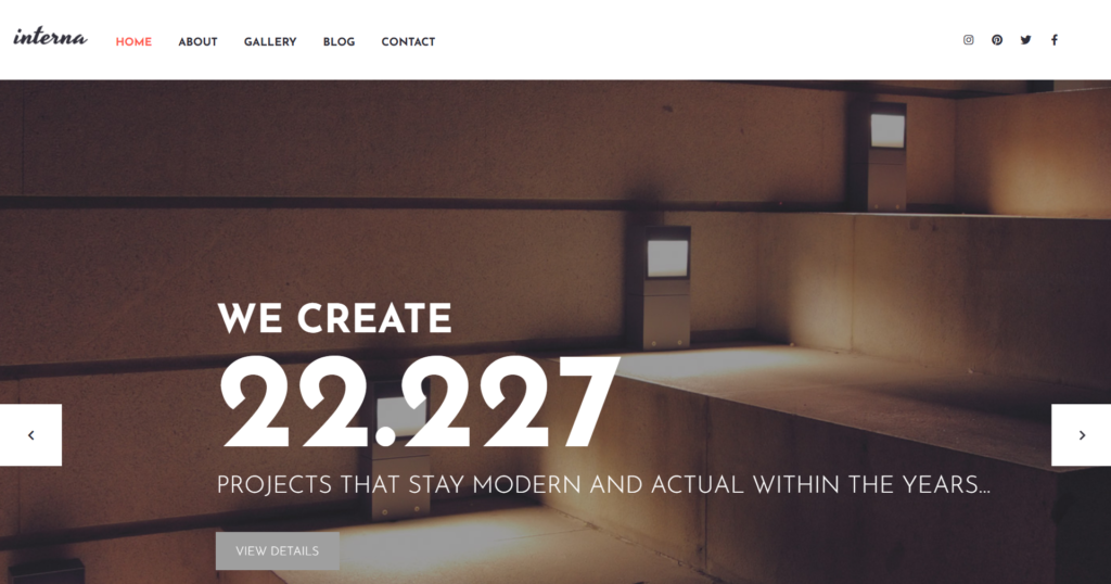 Exterior architecture landing page featuring project portfolio and lead generation form design.