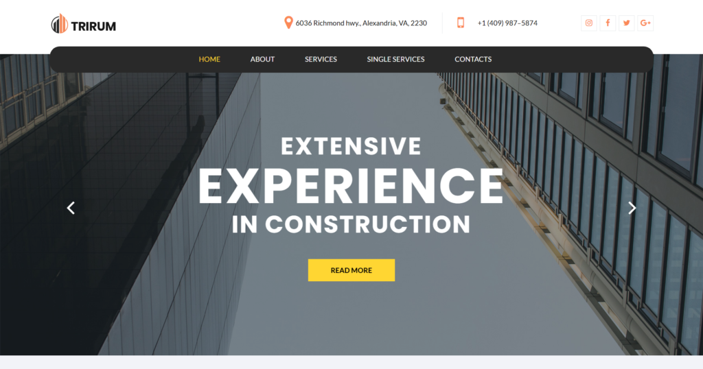 Construction website design service showcasing modern industrial engineering projects.