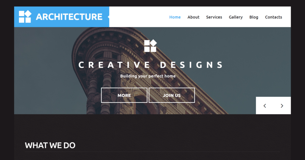 Modern architecture website design service displaying skyscraper developments and urban planning.