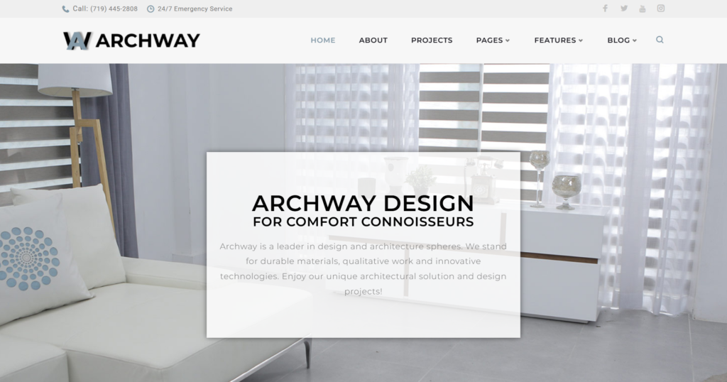 Architecture website design service interface for high-end design bureaux.