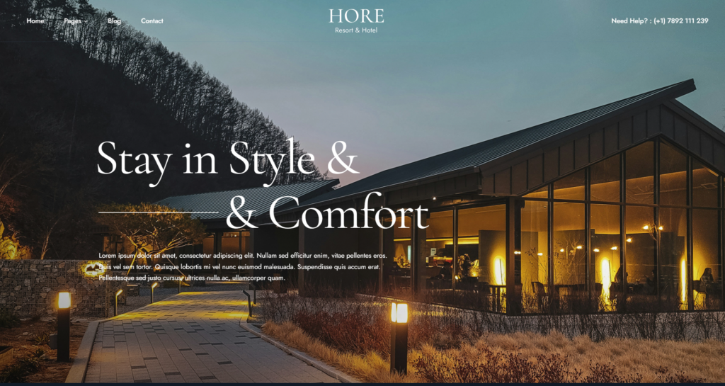 Hotel booking website design service featuring a luxury resort reservation system.