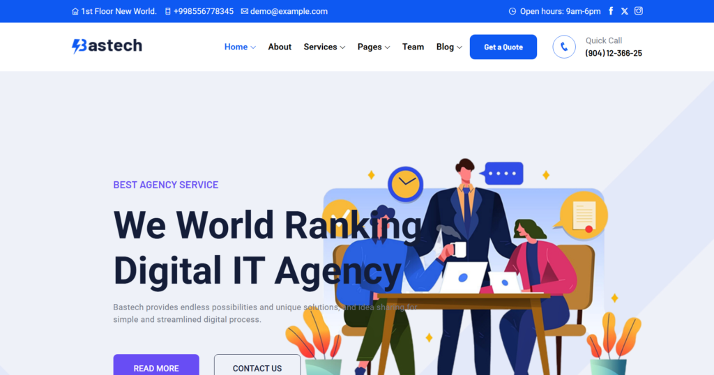 IT solution website design service showing a clean and modern corporate consultant layout.