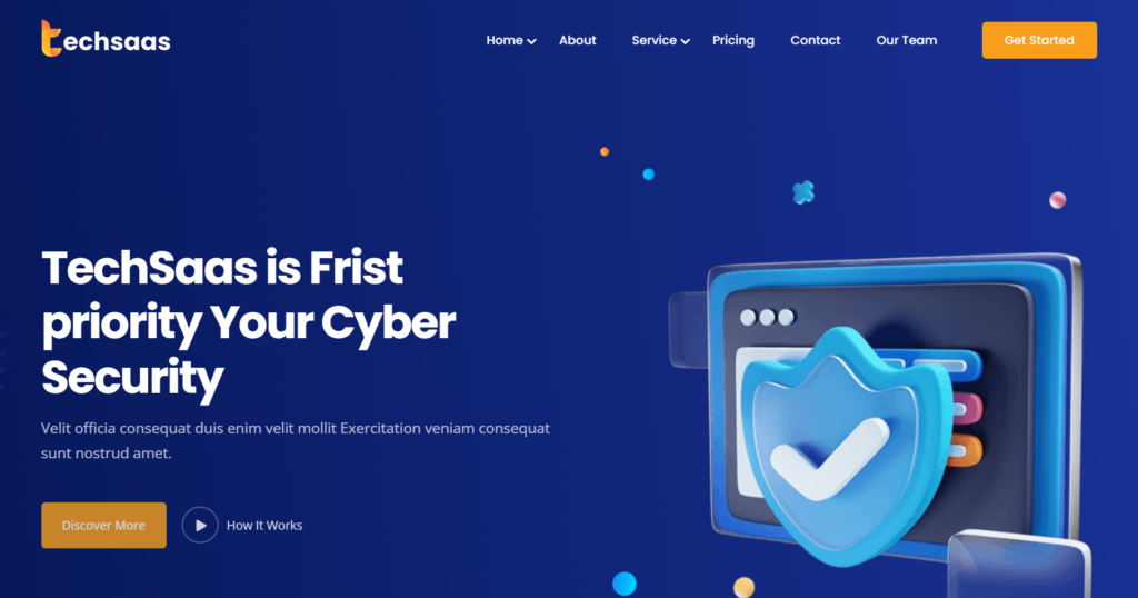Professional SaaS website design service displaying a clean software dashboard and corporate tech layout.