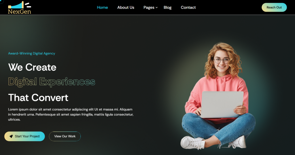Digital agency website design service showing a modern IT solutions and marketing portal.