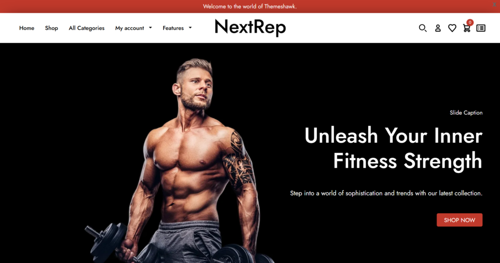 Gym website design service featuring a fitness store and supplement ecommerce platform.