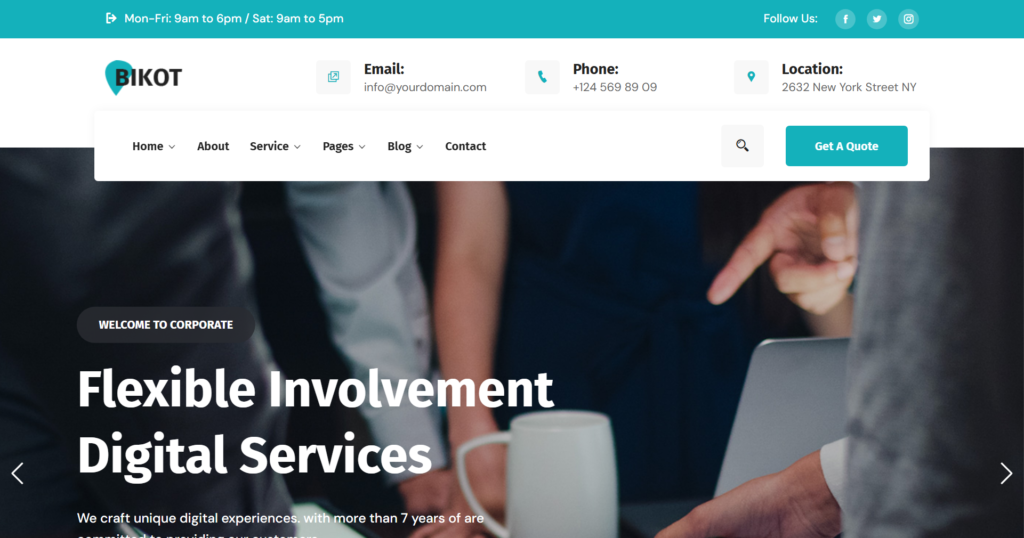Corporate business website design service showing a professional finance and marketing agency.