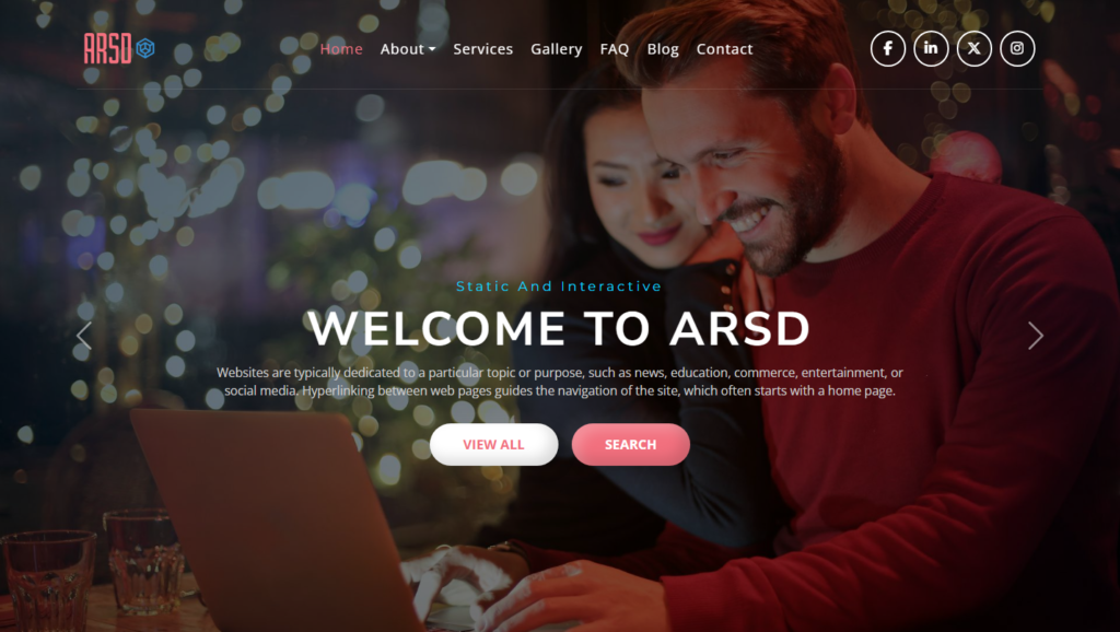 Landing page website design service showing a modern corporate and creative marketing portal.