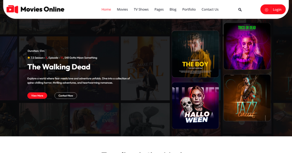 Movie website design service featuring a professional film production and streaming portal.