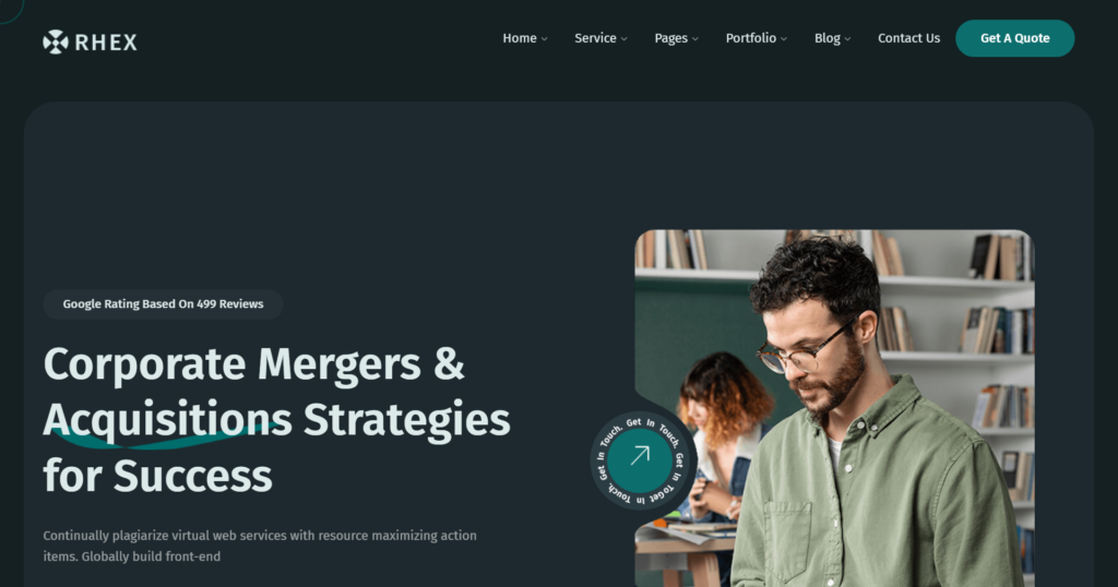 Business consulting website design service showing a professional corporate advisor portal.