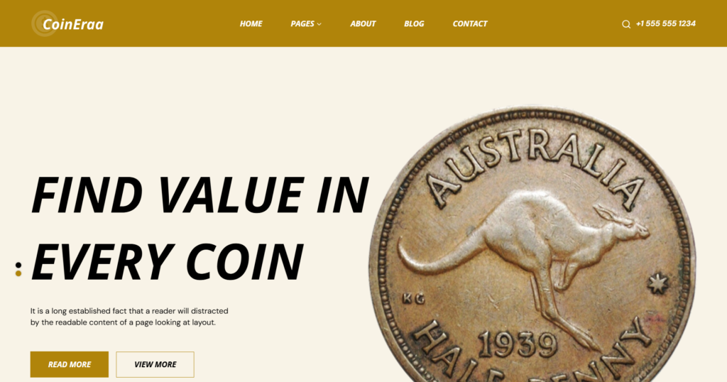 Ancient coin website design service featuring antique exhibition and numismatic collectibles.