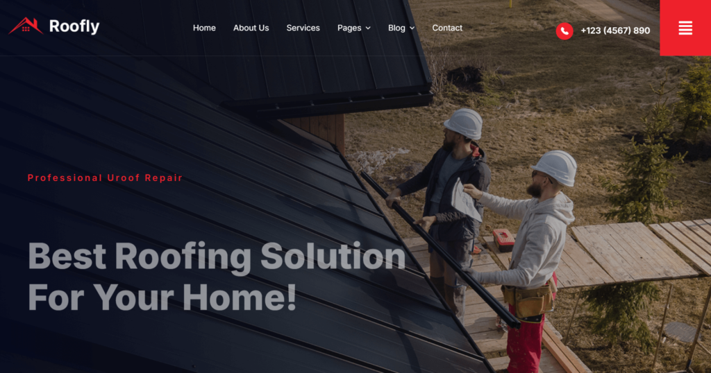 Roofing service website design service featuring home repair and renovation maintenance.
