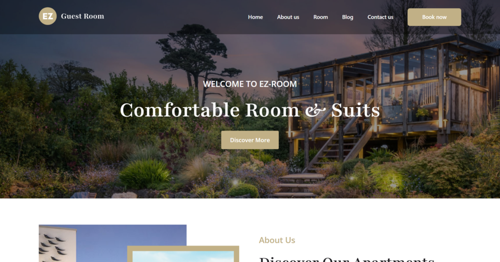 Hotel website design service featuring a room reservation and booking portal for resorts.