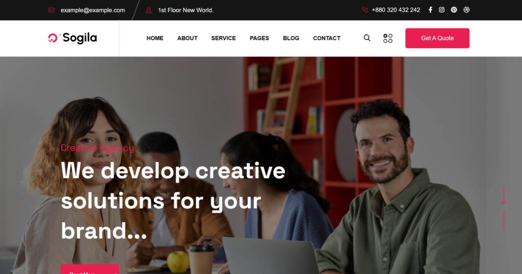 Digital agency website design service showing a professional creative design and IT portal.
