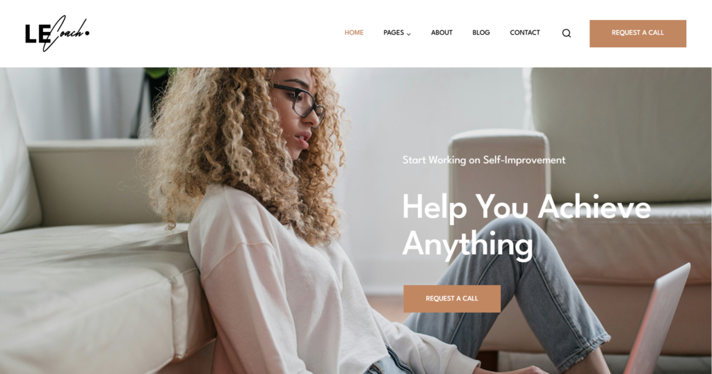Professional life coach website design service showing a clean and modern coaching portfolio with integrated booking features.