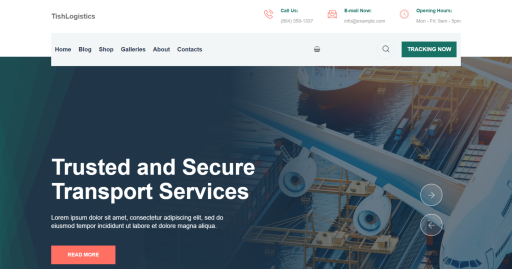 Heavy Duty Transport Website Design showing cargo trucks and delivery routes