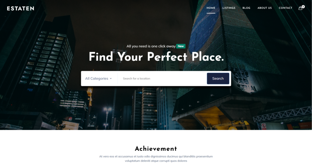 Modern Real Estate Website Design showing property listings and map search