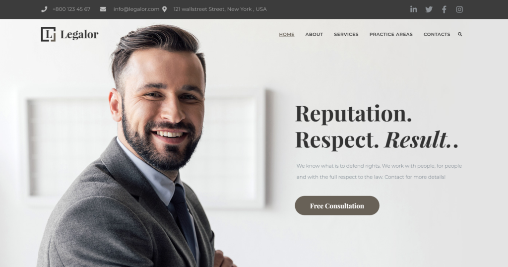 Professional Law Firm Website Design showing legal advice and attorney profiles