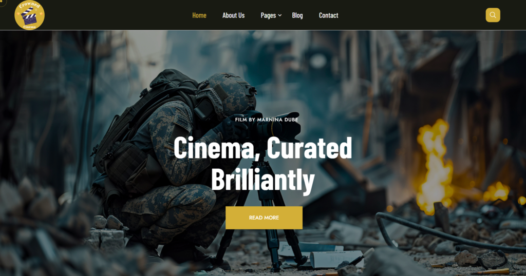 Creative Cinema Website Design showing movie studio production and film gallery