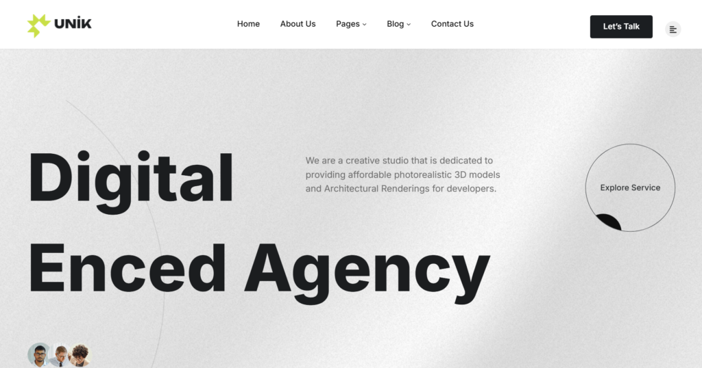 Creative Digital Agency Website Design displaying portfolio and startup tech