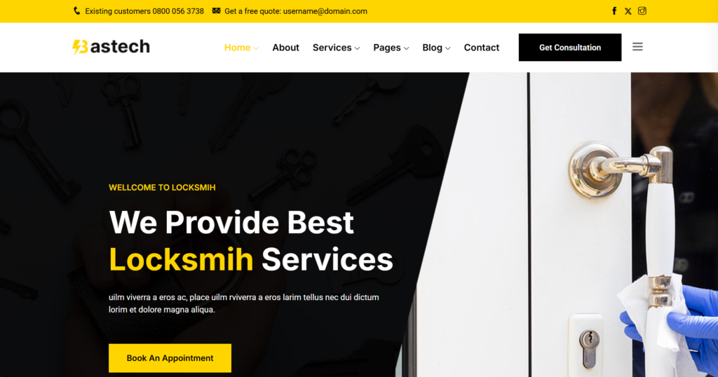 Secure Locksmith Website Design showing safety protection and security cameras