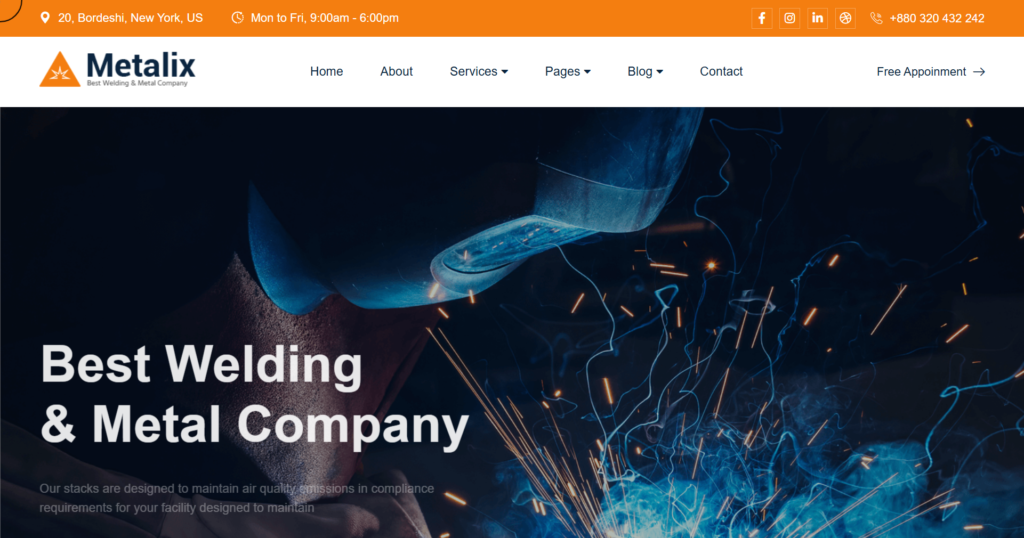 Industrial Welding Website Design showing metal construction and engineering