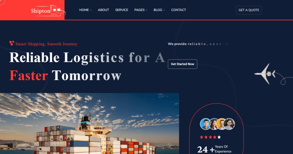 Heavy Duty Transport Website Design Service showing cargo trucks and delivery routes