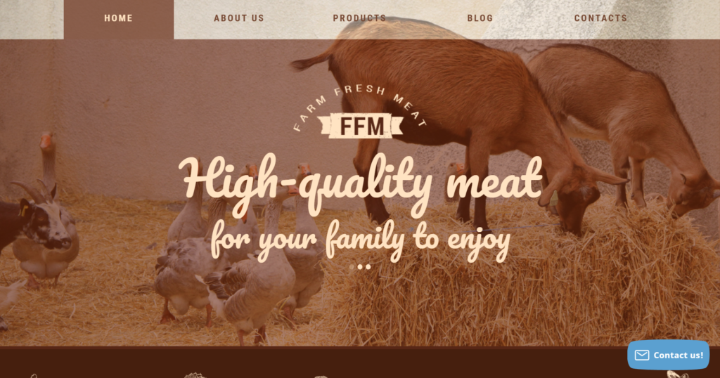 Modern Farm Fresh Meats Website Design showing natural meat products