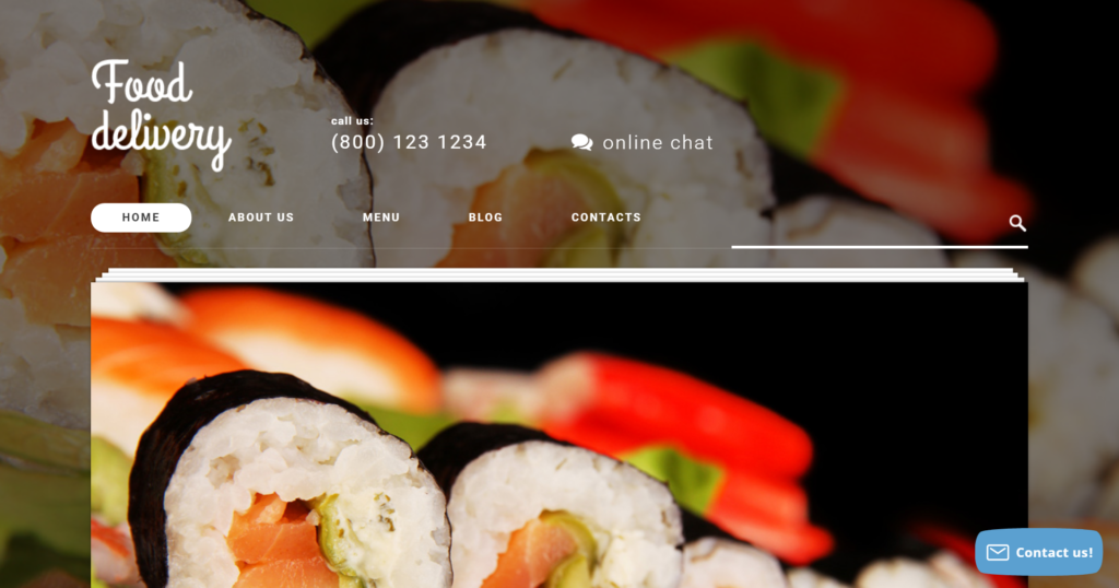 Fast Food Delivery Website Design showing online menu and catering orders