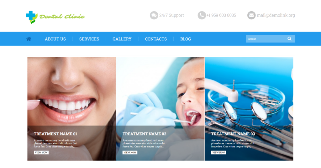 Dental clinic website design showing cosmetic dentistry healthcare care