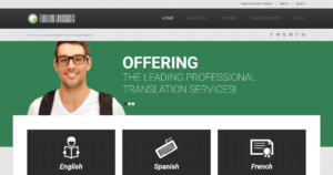 Professional translation bureau website design showcasing multilingual educational course modules