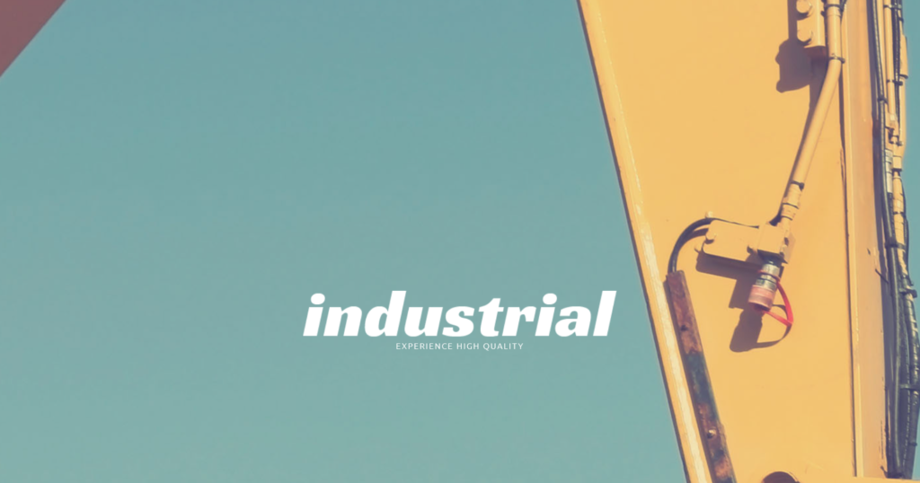 Professional industrial construction website design showing building projects and architectural plans