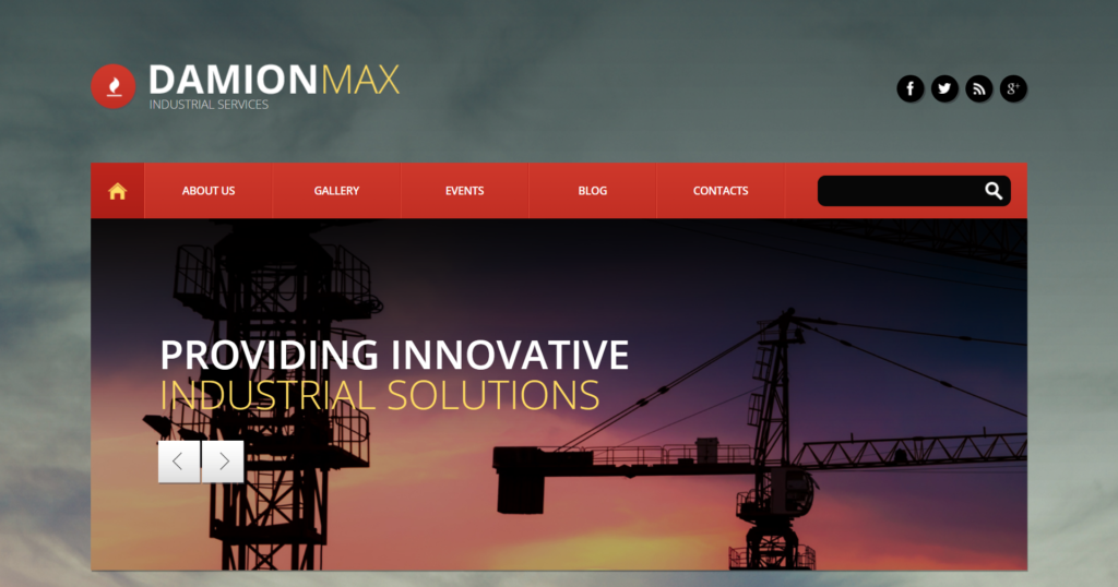 Industrial construction website design showing architecture planning and creative building projects