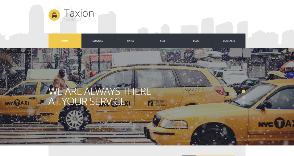 Fast and furious cabs taxi transport website design showing city driver journey