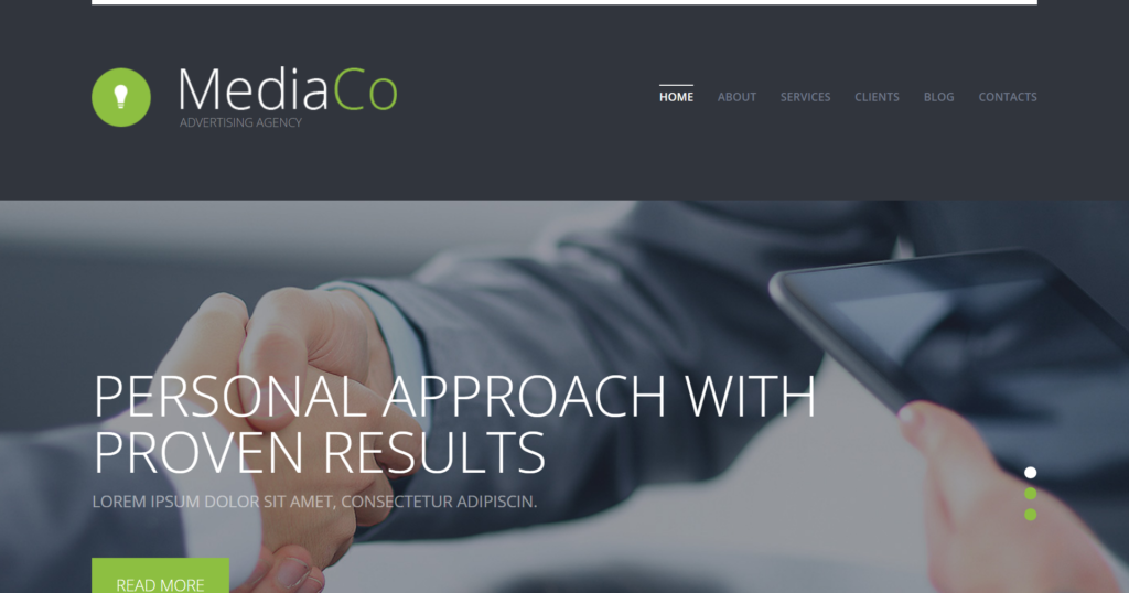 Advertising agency website design showing creative media portal and print portfolios