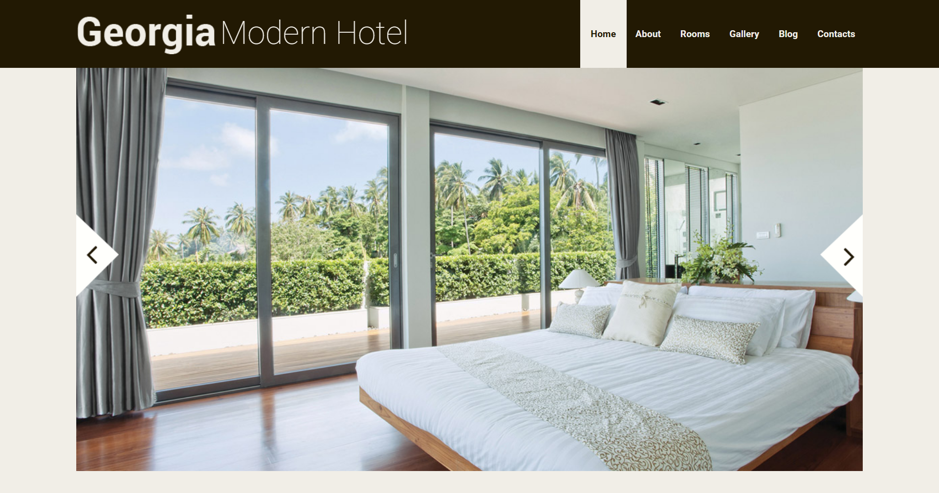Hotel booking website design showing exotic interior and modern pool reception