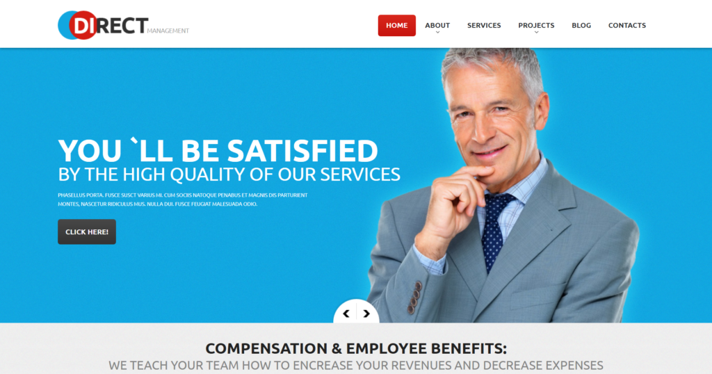 Management company website design showing corporate flow and enterprise success