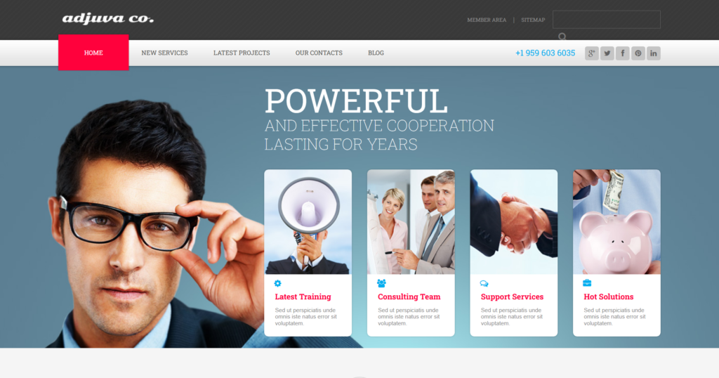 Management website design showing metallic business flow and enterprise automation