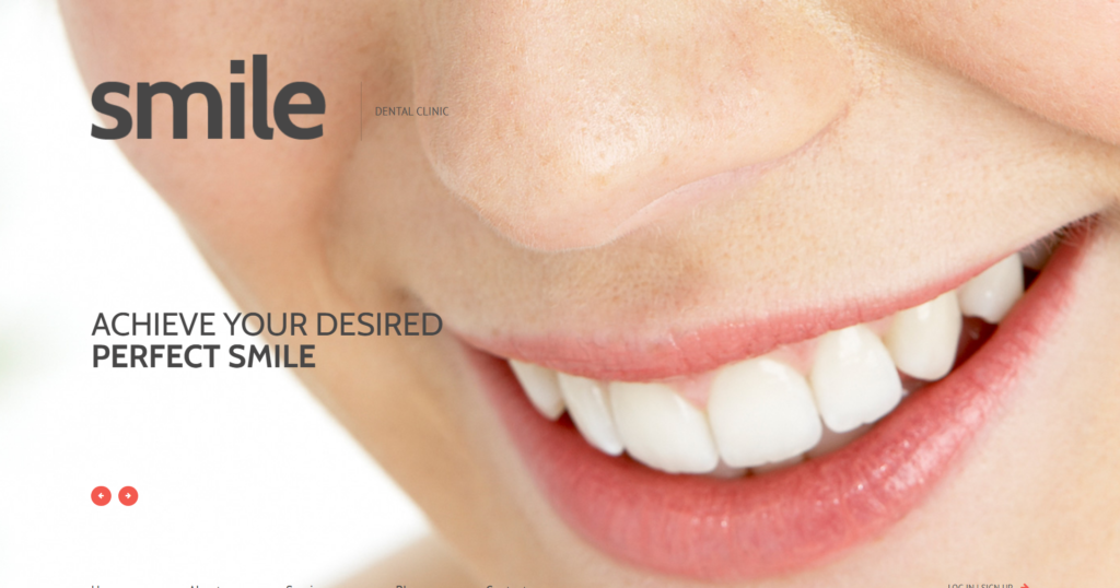 Dentistry website design showing cosmetic pediatric care and bright smile treatment