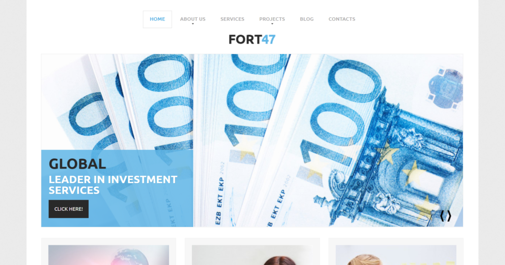 Investment business website design showing financial invest flow and enterprise support