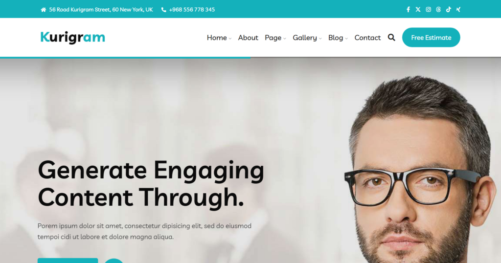 Professional corporate business website design showing technology interface and creative business consultancy