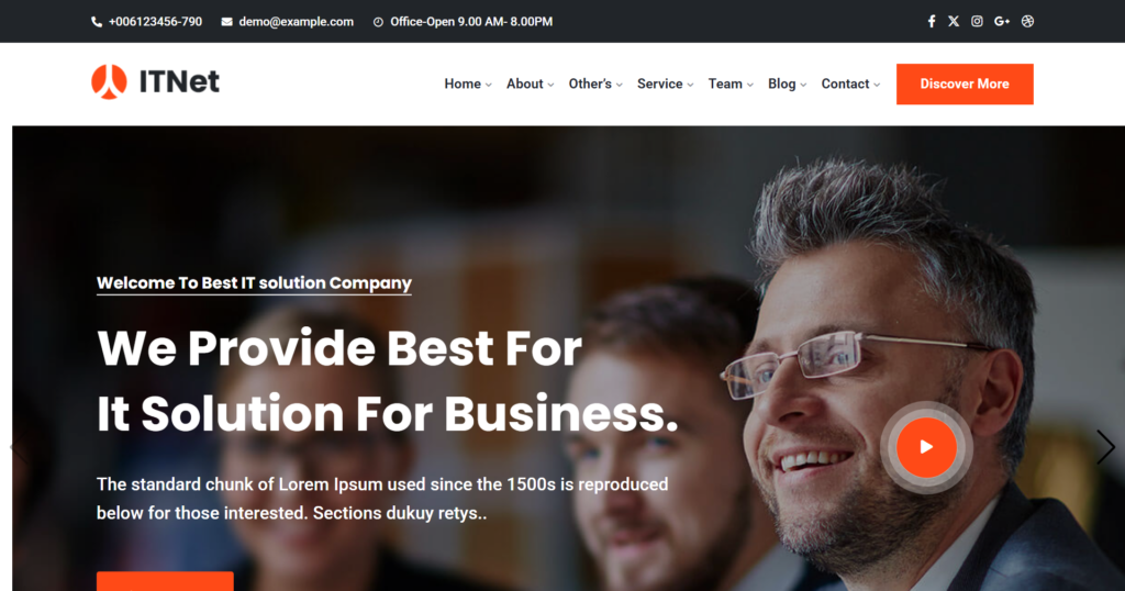 IT solution website design showing creative technology and startup software systems