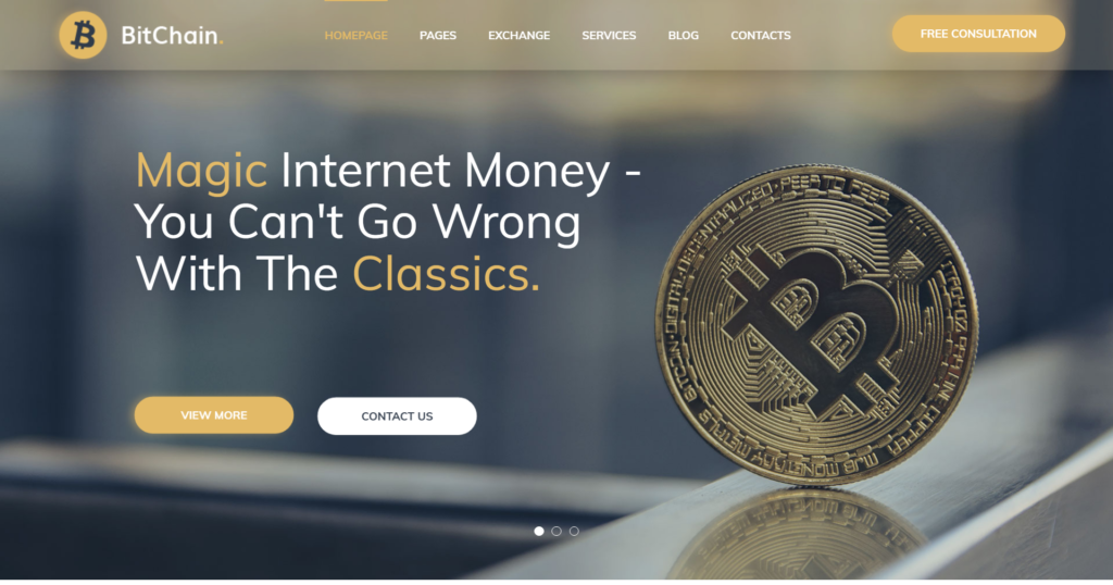 Cryptocurrency exchange website design displaying secure blockchain cluster technology interface
