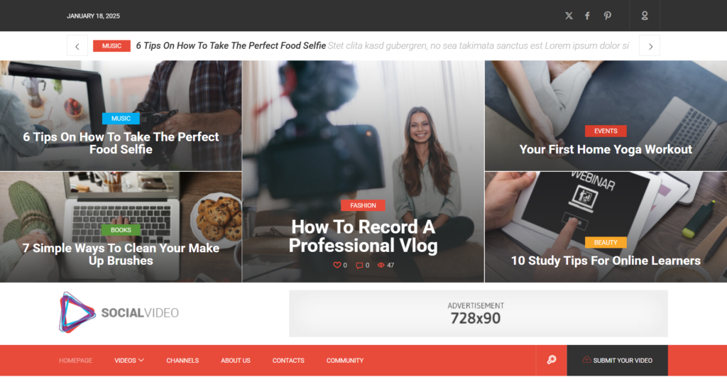 video magazine website design responsive tablet interface for viral content
