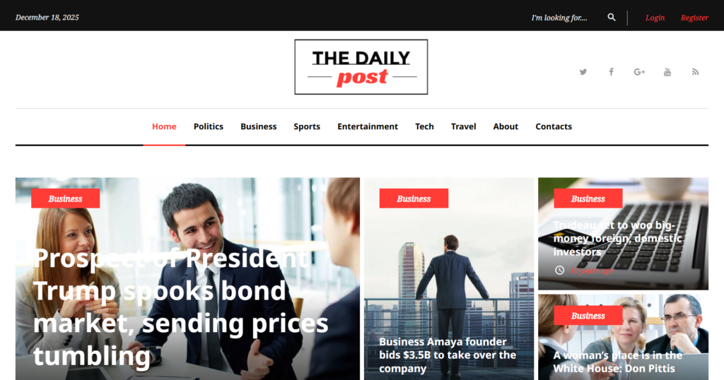 media website design service | dynamic news feed display on responsive tablet interface