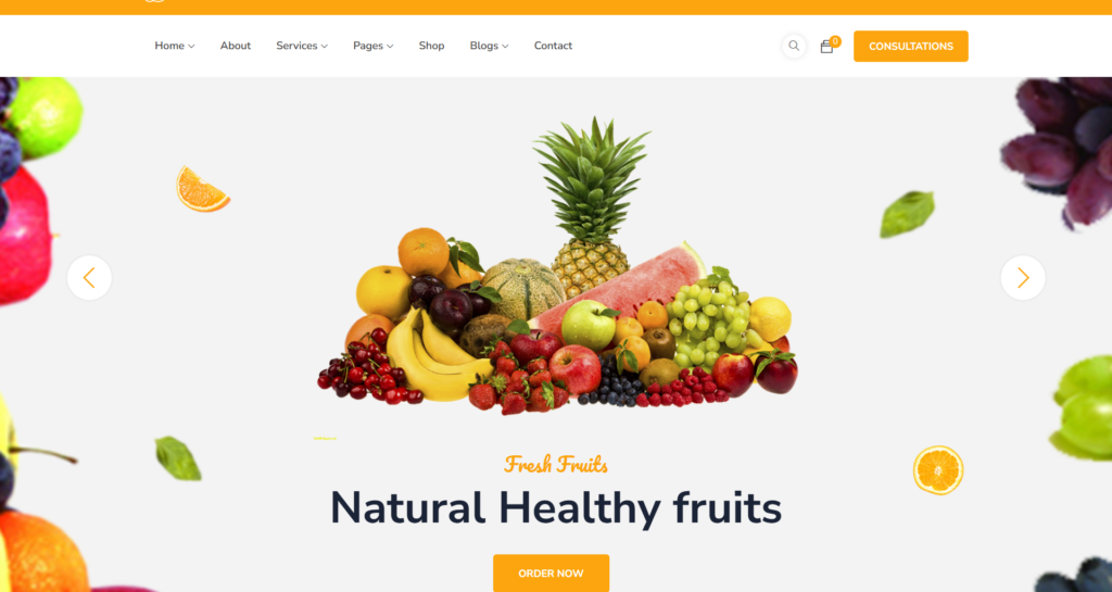 organic fresh fruit website design service responsive tablet interface displaying natural healthy recipes