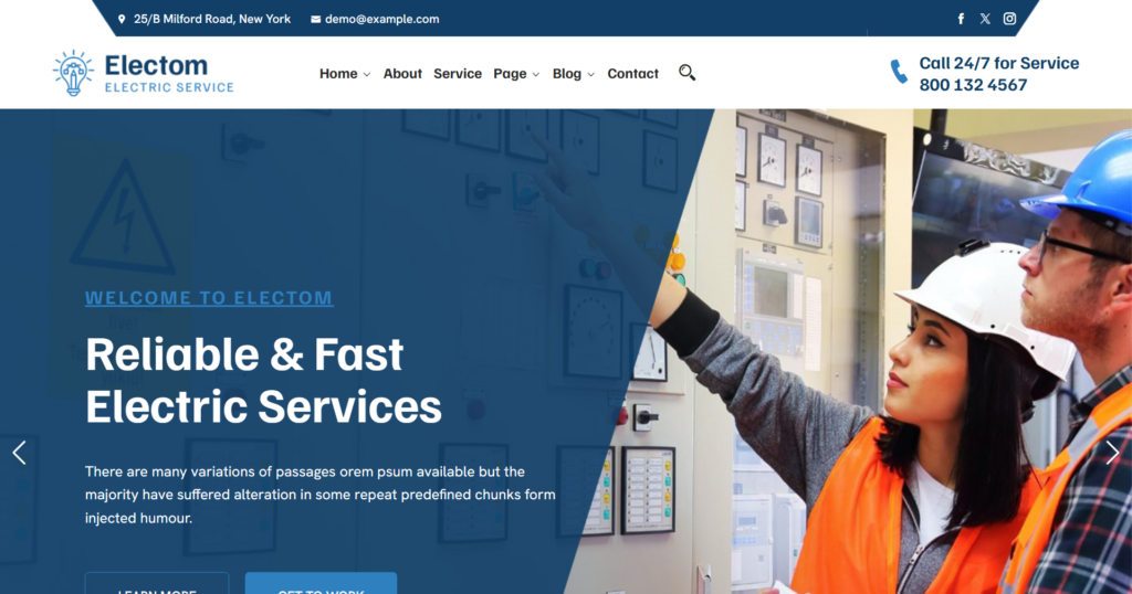 Functional electric services website design service showing online booking interface and energy efficiency calculators on a responsive tablet interface