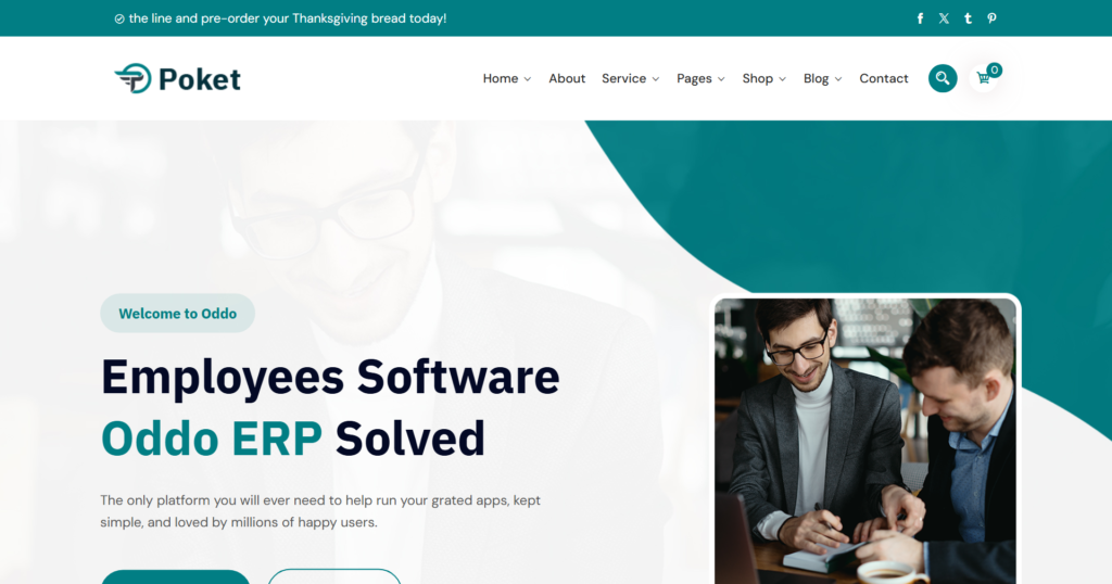 ERP software website design featuring a unified business automation dashboard