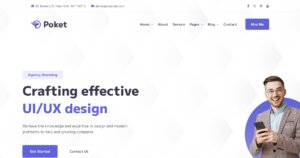 Digital agency branding showing clean solutions dashboard