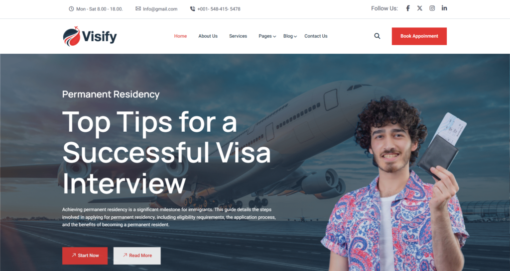 Immigration and visa consulting website template design